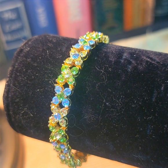 Vtg Joan Rivers Gold Vermeil Crystal Rhinestone XO Tennis Bracelet 7.5" Signed - Picture 12 of 15